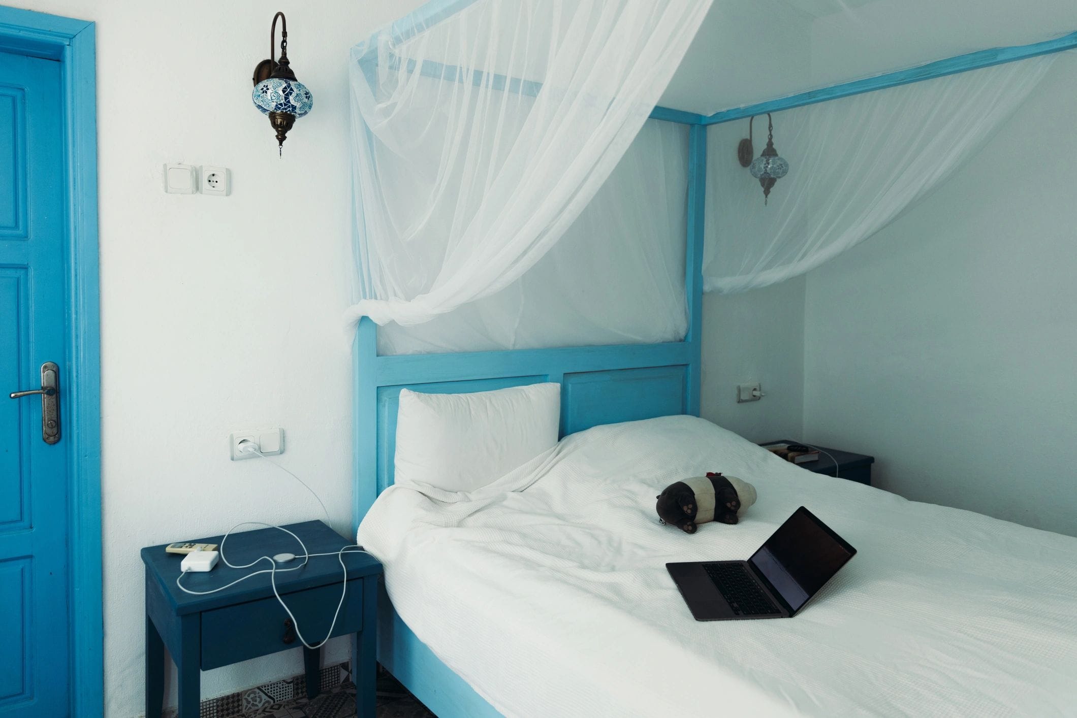 Neat, bright bedroom interior